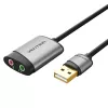 Vention USB externá zvuková karta 0,15M sivá kovový typ