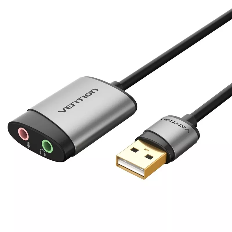 Vention USB externá zvuková karta 0,15M sivá kovový typ