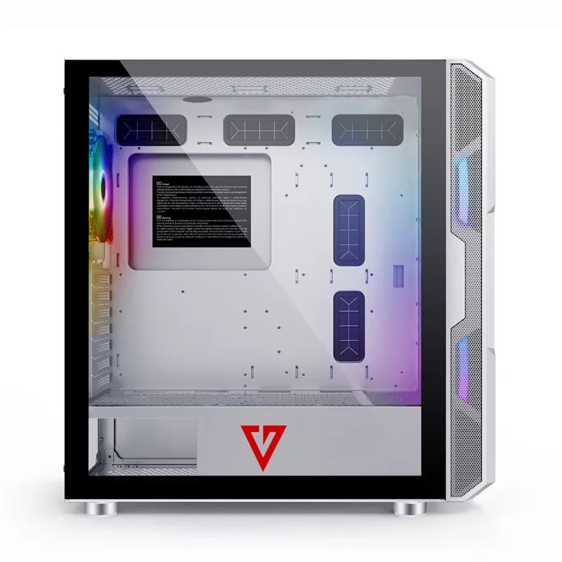 PC skriňa MODECOM AMIRANI ARGB Midi Tower biela — ATX/ITX, 35 cm GPU, 16,5 cm CPU chladič, 2x200 mm ventilátory