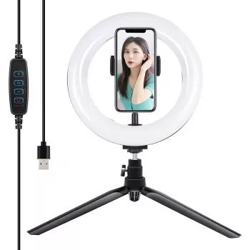 Držiak na statív Puluz s 20 cm LED prstencom Vlogging PKT3073B