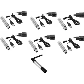 Bezdrôtový systém DMX EUROLITE QuickDMX sada vysielač 1x + 6x batériový prijímač (bezdrôtové DMX vysielanie/prijímanie)