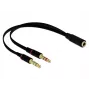 DeLOCK - adaptér na headset - 4-pólový mini konektor samec (W) na stereo mini jack konektor samec (M) - 20 cm - čierna