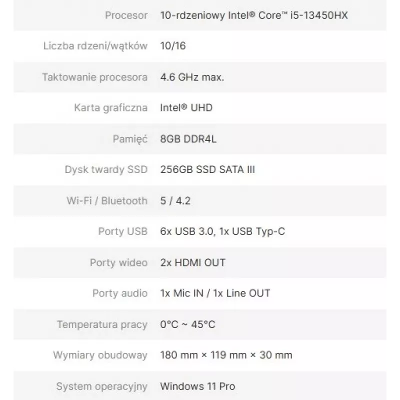 Avtek Ops počítač I5 13450HX 8GB 256GB/WIN 11 Pro