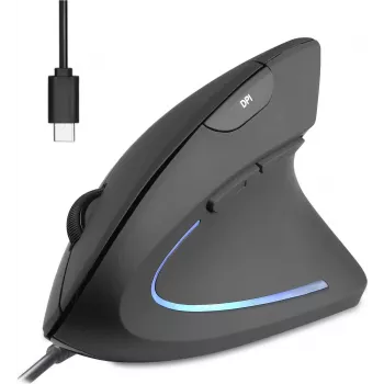 Perixx PERIMICE-513 C vertikálna ergonomická myš USB-C čierna pre pravákov (PERIMICE-513 C)