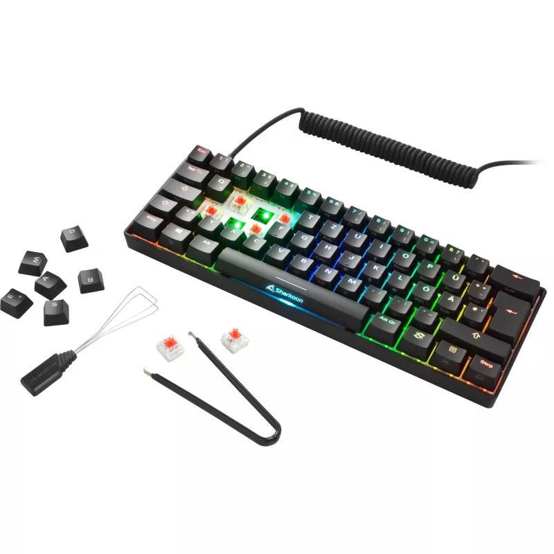Sharkoon SGK50 S4 klávesnica herná USB AZERTY francúzska čierna 60% RGB LED