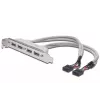 Slotový kábel USB 2.0 HighSpeed Type 2xIDC (5pin)/4xUSB A M/F sivý 0,25 m