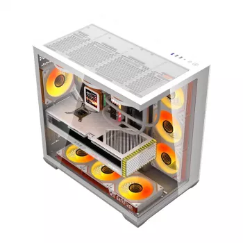 Počítačová skriňa Darkflash C280 (biela) so 7 chladiacimi ventilátormi