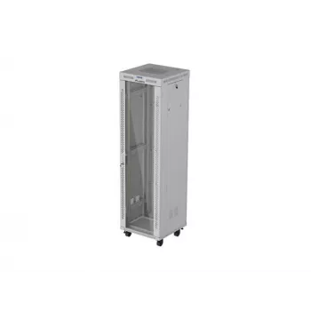 19 palcový 42U LANBERG stojanový rack 600×600 mm sivý so sklenenými dverami a LCD (plochý balík)