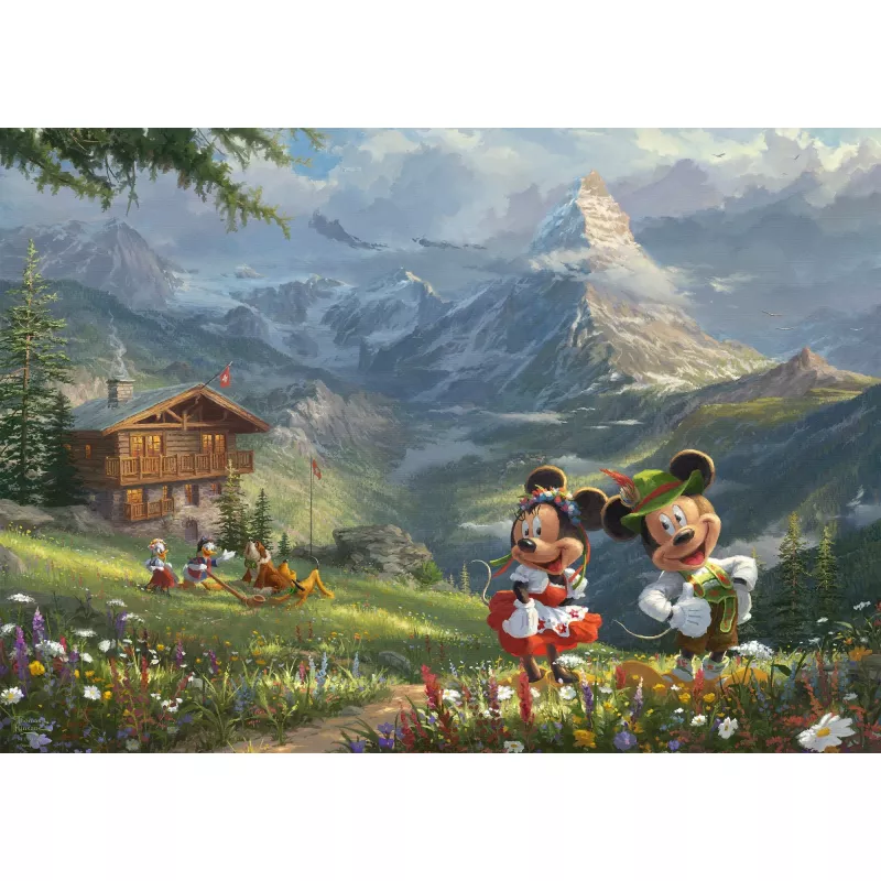 Thomas Kinkade Studios: Disney - Mickey & Minnie in den Alpen, puzzle 1000 dielikov