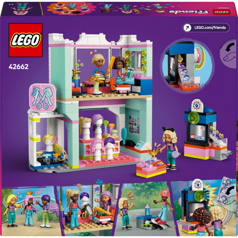 LEGO Friends herný set Kaderníctvo a obchod s dekoráciami 42662 – mini bábiky, salónna scéna, príslušenstvo
