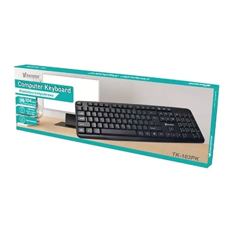 VAKOSS TK-103PK USB klávesnica, QWERTY, čierna