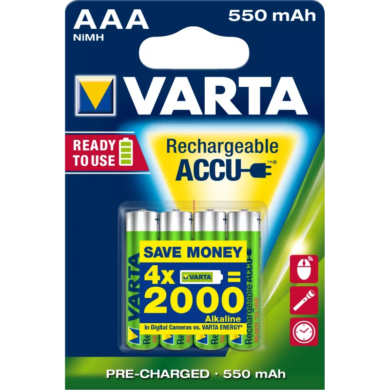 Nabíjateľná batéria Varta Ready2Use HR03 AAA 4 ks