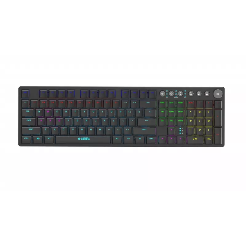 iBOX Aurora K-6 IKGMK6 mechanická nízkoprofilová herná klávesnica, drôtová + RF bezdrôtová + Bluetooth, spínače KRGD Red, LED podsvietenie, QWERTY anglická, čierna