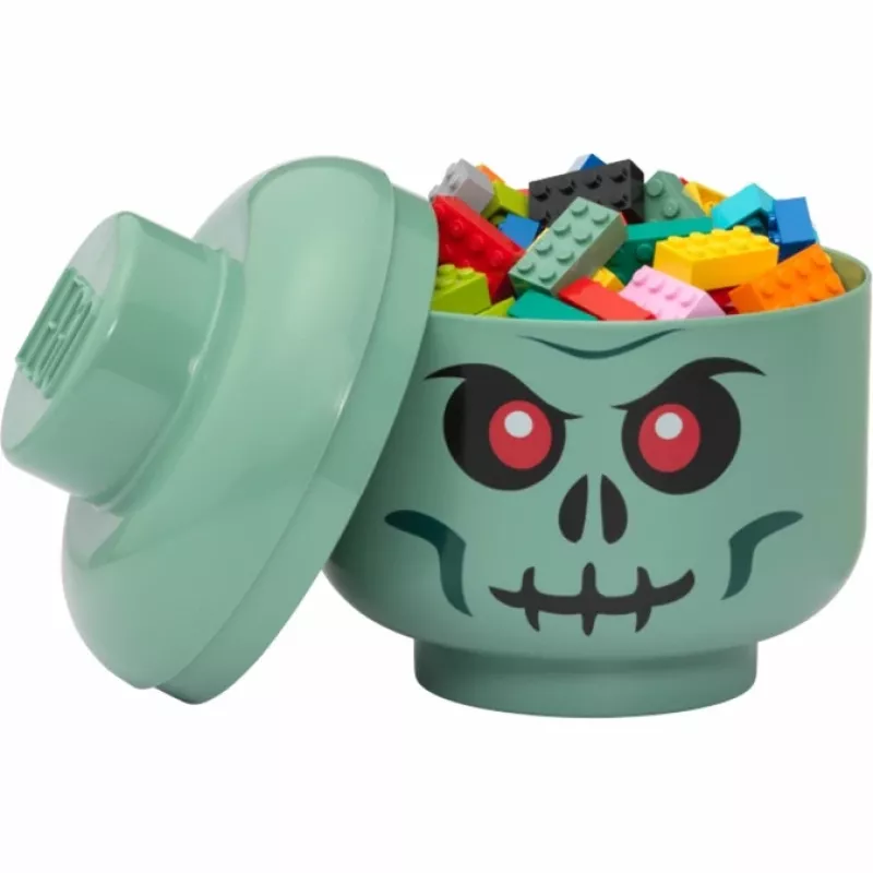 Úložná krabica Room Copenhagen LEGO hlava Skeleton malá, zelená/čierna