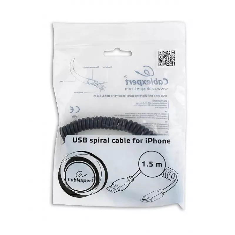 Lightning kábel Gembird CC-LMAM-1.5M — 1,5 m, Lightning na USB-A, čierny