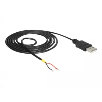 Delock kábel USB2.0 Type-A konektor samec > 2 x otvorené konce kábla - 1,5 m - čierny (85664)