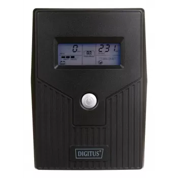 DIGITUS Line-Interactive UPS, 800VA/480W 12V/9Ah x1 batéria, 2x CEE 7/7 zásuvka, RJ-11, LCD (DN-170064-LCD)
