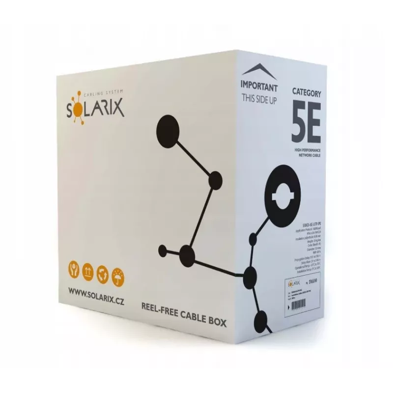 Sieťový kábel Solarix SXKD-5E-UTP-PE UTP CAT5E 305m čierny