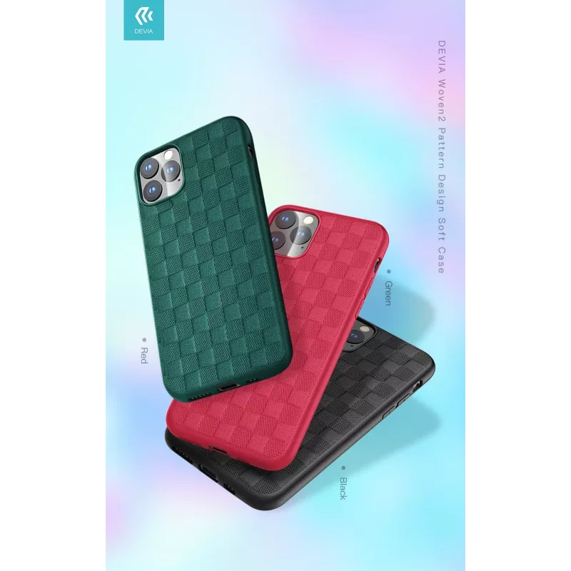 Softcase Devia Woven2 pre iPhone 11 Pro – tkaná textúra, čierna