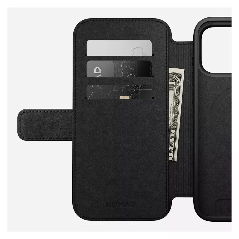 Mobilné folio puzdro Nomad Modern Leather Folio pre iPhone 17 Pro Max – Tan, vhodné pre obrazovku do 17,5 cm (6,9 palcov), 4 priehradky na karty