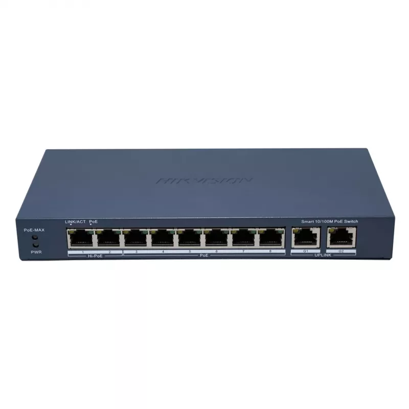 Hikvision DS-3E1310HP-EI(B) sieťový switch spravovaný Fast Ethernet (10/100) Power over Ethernet (PoE) sivá