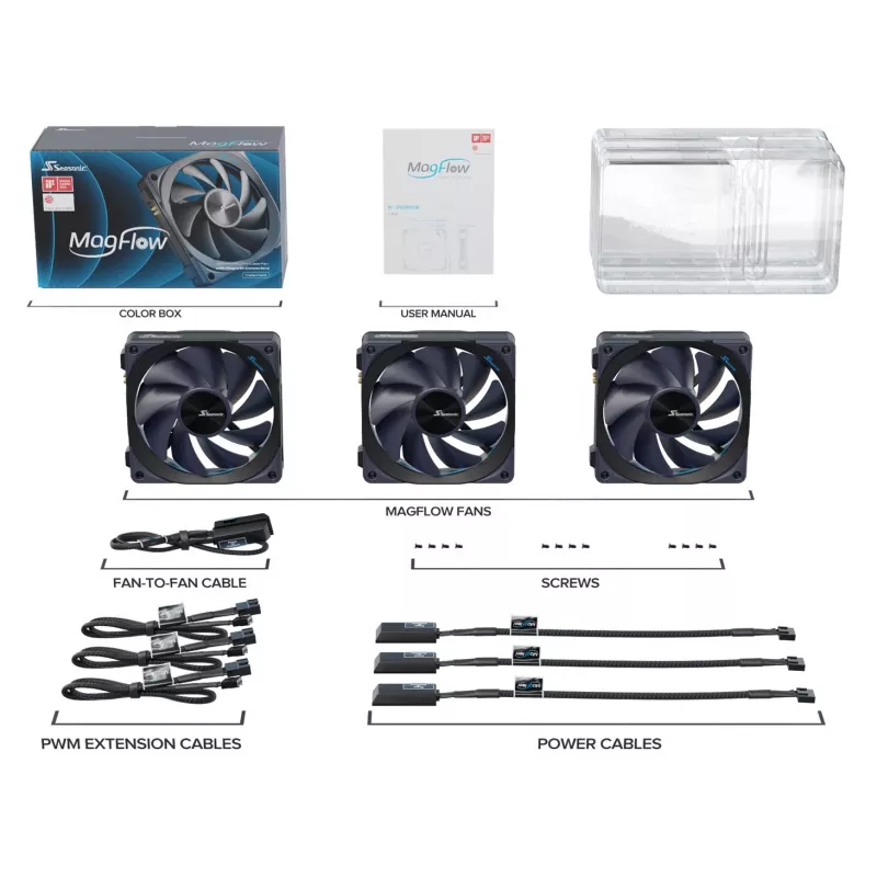Seasonic MagFlow sada 1 ventilátora počítačová skriňa 12 cm čierna 1 kus