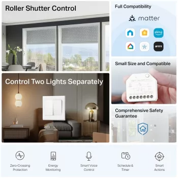 TP-Link Smart Switch modul, spínací aktor, 7 kanálov, 2400 MHz, biela, AC, 150 W