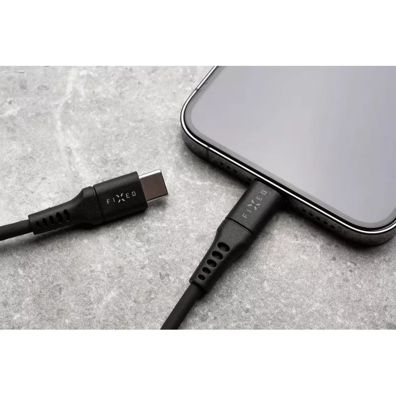 FIXED Liquid Silicone kábel USB-C/USB-C, 0,5m, 60W, čierny | Fixed