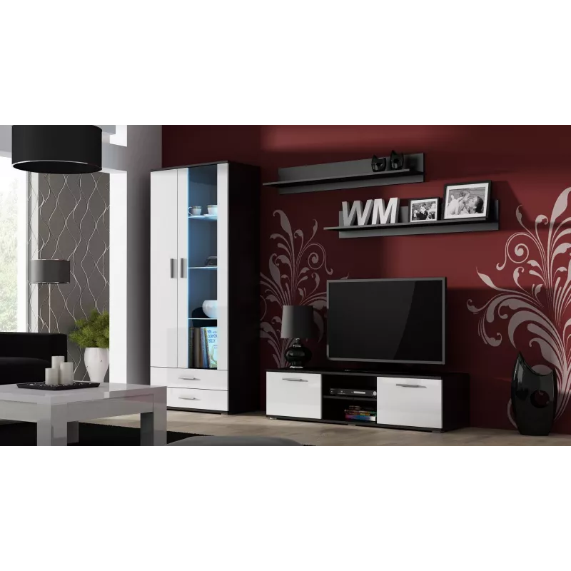 Cama TV stojan SOHO 140 čierny/biely lesklý