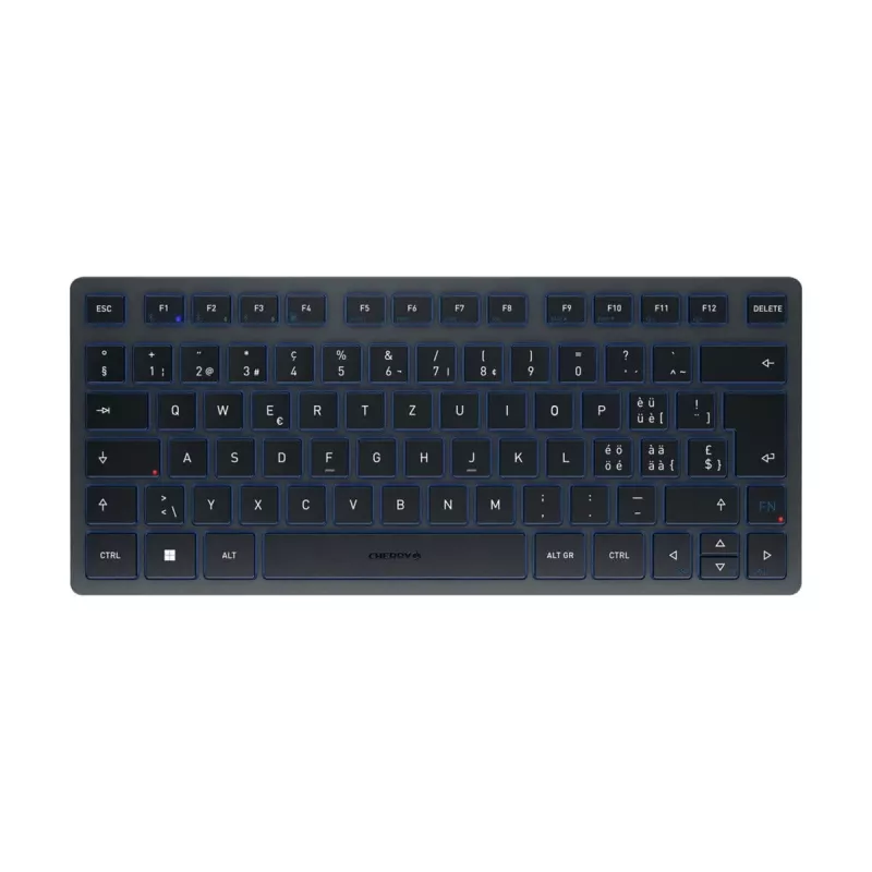 Bluetooth klávesnica CHERRY KW 7100 MINI BT QWERTZ švajčiarska modrá bezdrôtová