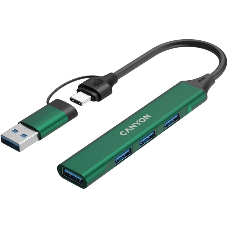CANYON hub DS-02 4in1 USB-A/C zelený