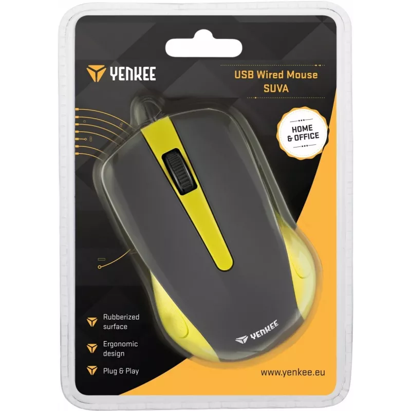 USB káblová myš, 3 tlačidlá, pogumovaný povrch