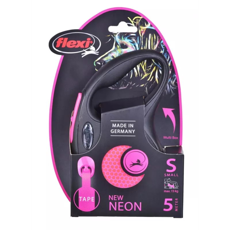 Flexi New Neon S 5 m psie automatické vodítko