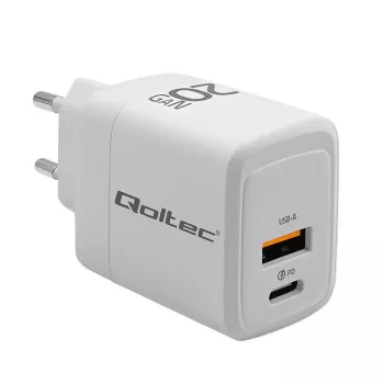 GaN nabíjačka QOLTEC 51823 20W USB napájací zdroj, výstup 5V/20V