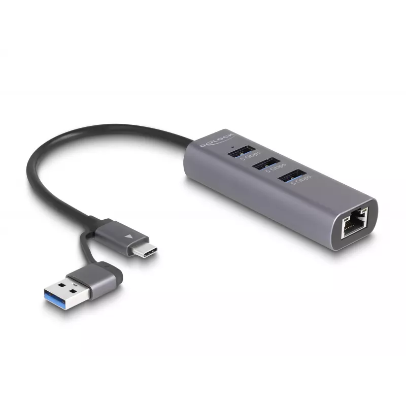 DeLOCK 64282 dokovacia stanica pre notebook a port replikátor káblový USB 3.2 Gen 1 (3.1 Gen 1) Type-C sivá (64282)