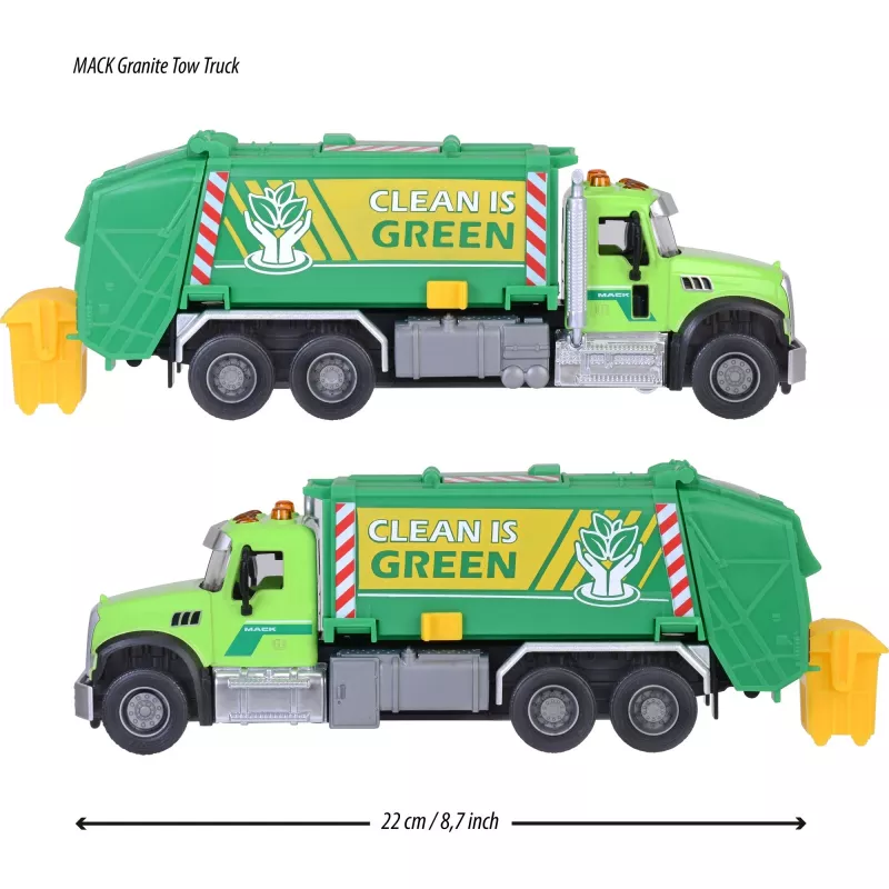 Hračkárske auto Majorette Mack Granite smetiarske vozidlo model 213743007, zliatinové modelové auto