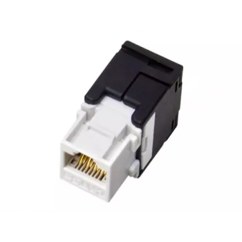 RJ45 káblový konektor Alantec MB001, priama zásuvka, pozlátené kontakty, AWG 22/24, 568 A, termoplast, čierna/biela