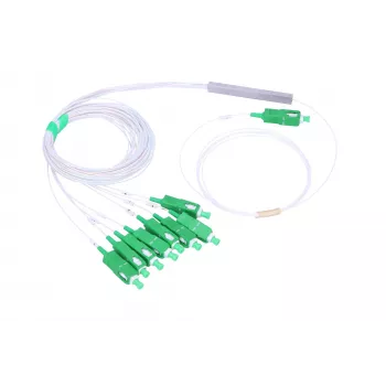 Káblový rozbočovač Extralink Splitter 1:8 PLC SC/APC 900µm 1,5m zelená biela