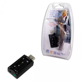 Externá USB zvuková karta LOGILINK UA0078, 7.1-kanálová, USB rozhranie, kompaktná 124×194×34 mm, 80 g