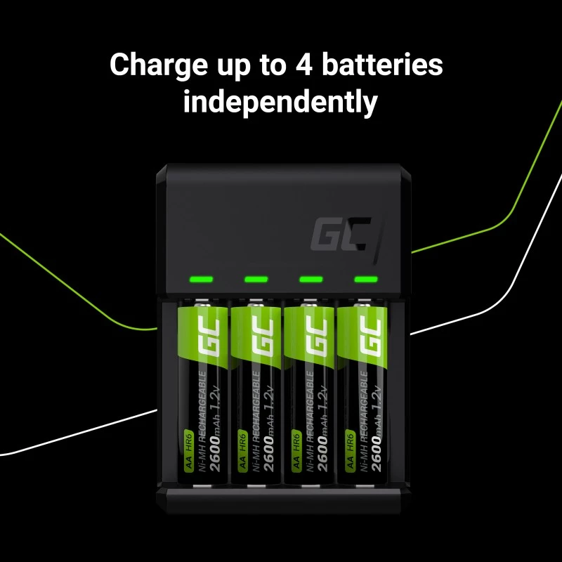 Nabíjačka Green Cell GC VitalCharger s 4× AA 2000mAh NiMH batériami