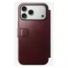 Puzdro na telefón Nomad Modern Leather Folio pre iPhone 17 Pro Max — koža, TPU, PC, hliník, bordová, 16 cm (6,3 palcov)