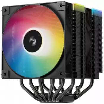 Vzduchový chladič DeepCool AG620 BK ARGB V2 — 120 mm dvoj ventilátor, 6 heatpipes, podpora LGA 1700/AM4/AM5, čierny