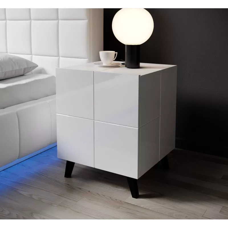Cama nočný stolík REJA biely lesk/biely lesk