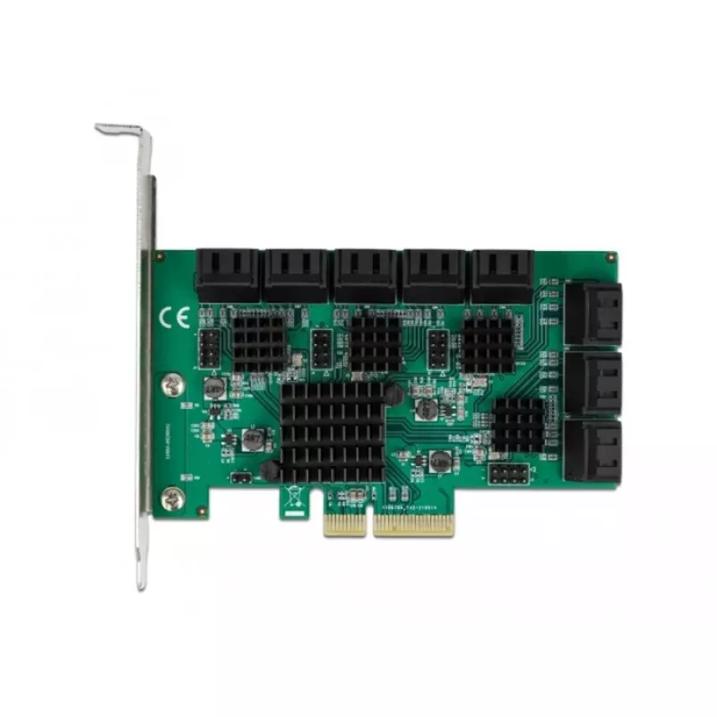 DeLOCK 16 port SATA PCI Express x4 karta 6 Gbit/s zelená sivá