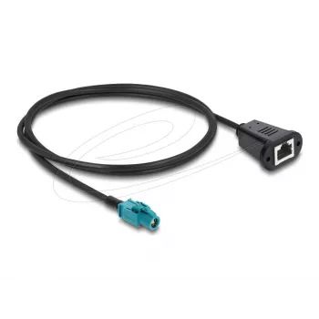 Koaxiálny kábel DELOCK 90700 – 1 m, HSD Z na RJ-45, čierny/modrý