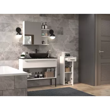 Kúpeľňová polovičná stĺpka so zásuvkou Top E Shop Nel 30×30×85 cm biela matná