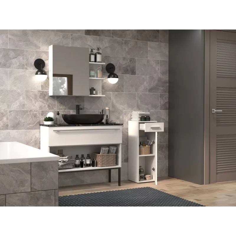Kúpeľňová polovičná stĺpka so zásuvkou Top E Shop Nel 30×30×85 cm biela matná