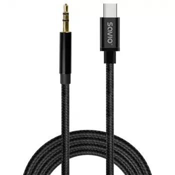Audio kábel Savio CL-188 2 m čierna konektor samec na konektor samec