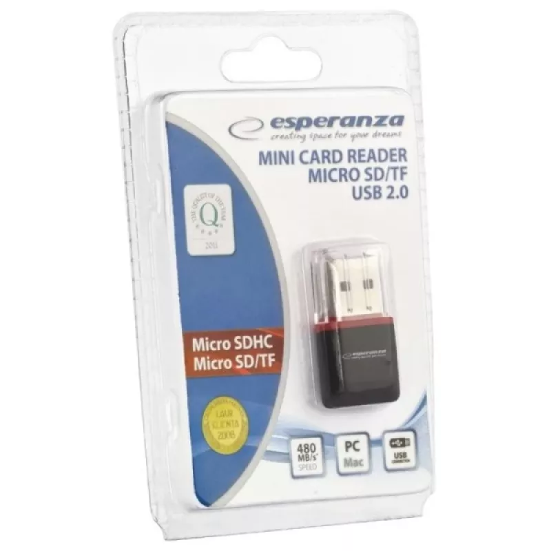 Esperanza EA134K čítačka kariet čierna, strieborná, transparentná USB 2.0