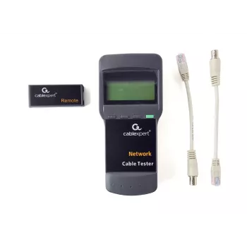 Sieťový tester káblov GEMBIRD NCT-31 — tester kontinuity s LCD, podpora RJ-11/RJ-12/RJ-45, čierny